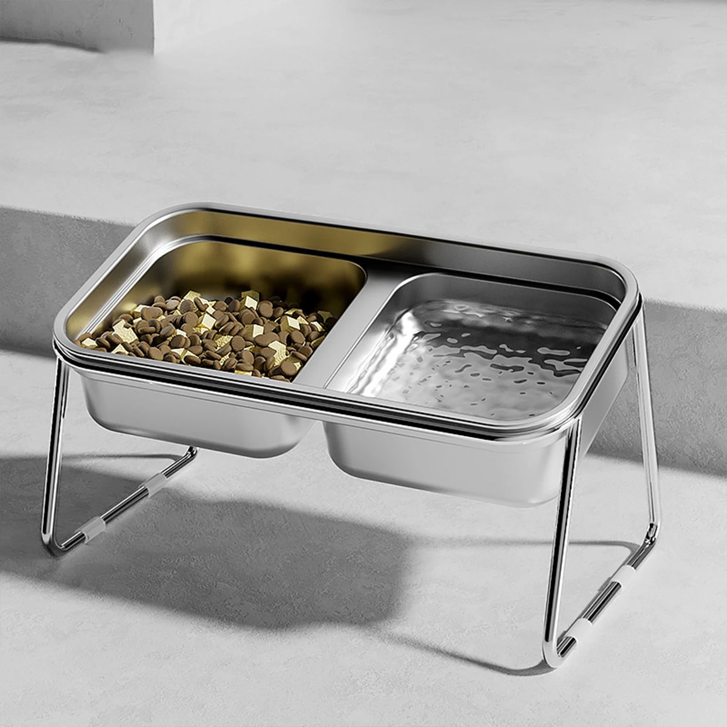 Gamelle double en inox et surélevés