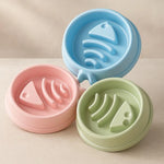 Gamelle anti glouton chaton avec la forme d'un poisson