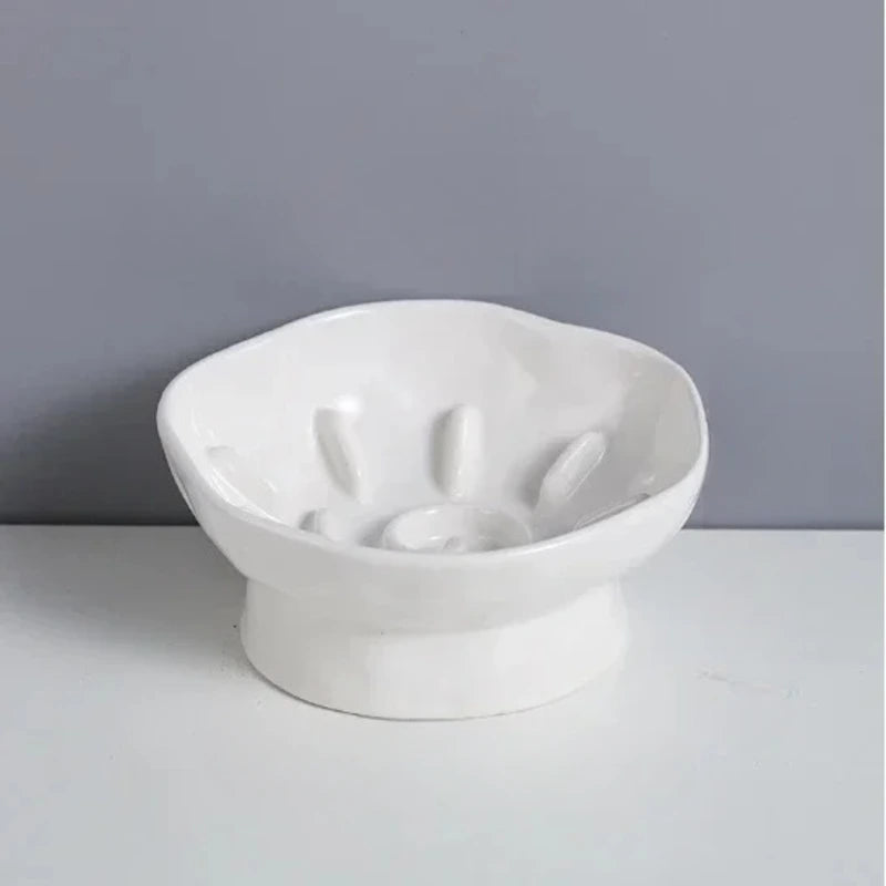 Gamelle surélevée en céramique anti-glouton pour chaton